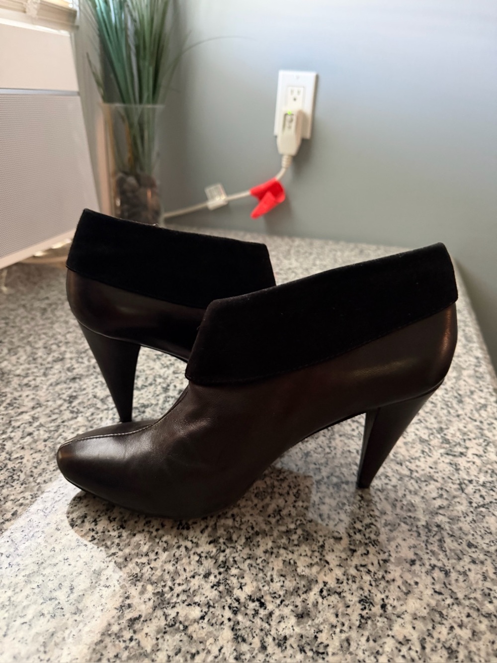 Coach Black Leather & Suede Ankle Booties